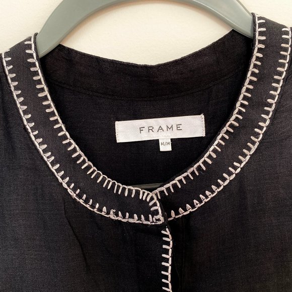 Frame Denim Flutter Sleeve Embroidered Blouse M - Picture 4 of 7